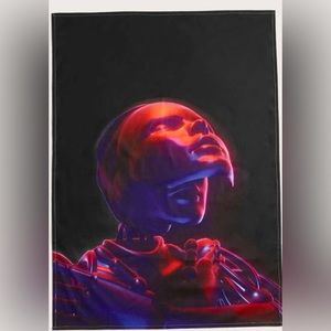 BOGO Human robotic mask dystopian tapestry futuristic fabric poster trippy art